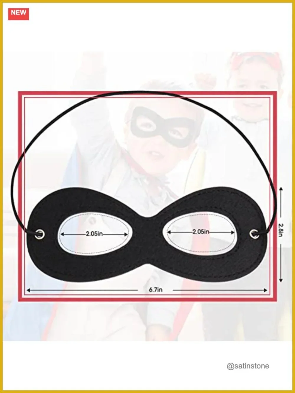 Black Felt Superhero Mask Set of 2 Adjustable Halloween Costume Party